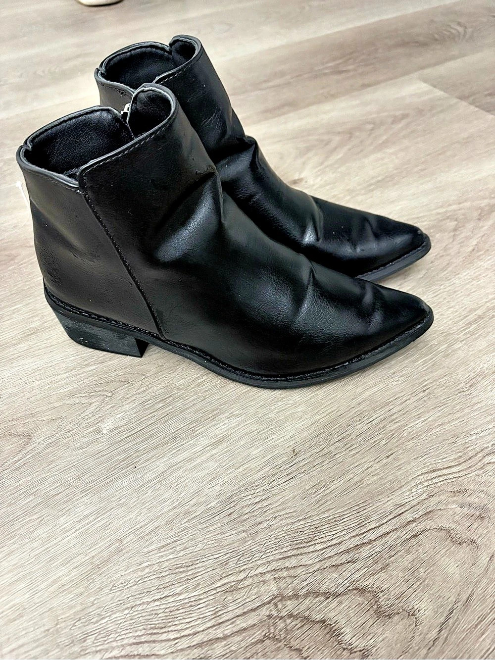Black Pointed-Toe Ankle Boots